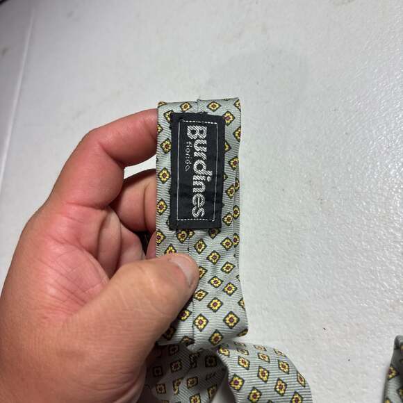 Vintage SAS Light green etienne aigmer Patterned Silk Blend Necktie - Picture 3 of 7